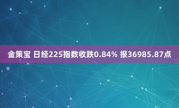 金策宝 日经225指数收跌0.84% 报36985.87点