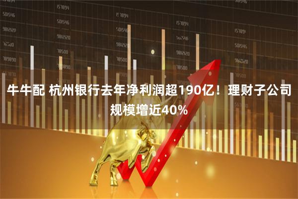 牛牛配 杭州银行去年净利润超190亿！理财子公司规模增近40%